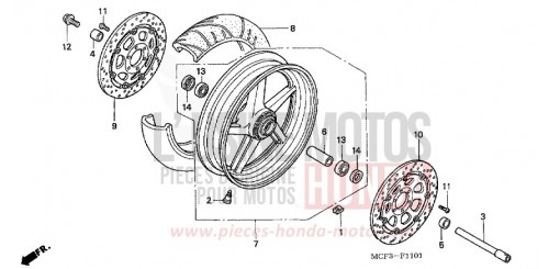 ROUE AVANT (VTR1000SP2/3/4/5/6) VTR1000SP5 de 2005